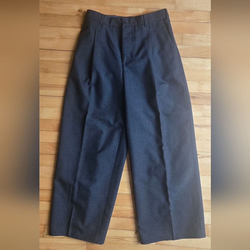 Aspesi Charcoal Grey Wool Blend Wide-Leg Trousers